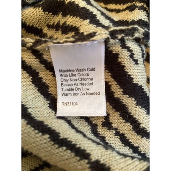 Kim Rogers Sweater Cardigan PXL Animal Print Tan Black Knit 1 Top Button Petite - Picture 8 of 9